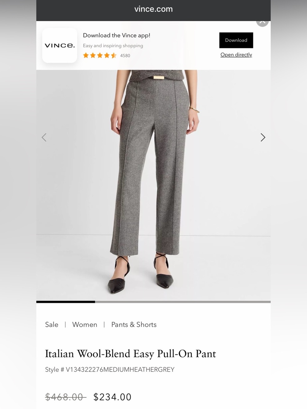 Vince Gray Wool-Blend Pull-On Straight Trousers